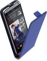 LELYCASE Blauw Echt Lederen Flip Case Cover Hoesje HTC Desire 700