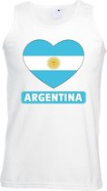 Argentinie hart vlag singlet shirt/ tanktop wit heren S