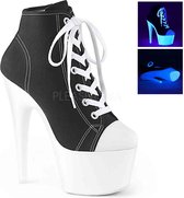 Pleaser Plateau Laarzen, Paaldans schoenen -41 Shoes- ADORE-700SK Paaldans schoenen Zwart/Wit