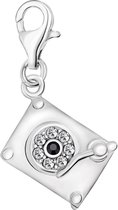 Quiges – 925 - Zilver – Charm - Bedel - Hanger - DJ Tafel met Zirkonia - met – sterling - zilver - karabijnslot - geschikt - voor - Zinzi, Thomas – Sabo - Ti Sento - Bedelarmband HC112