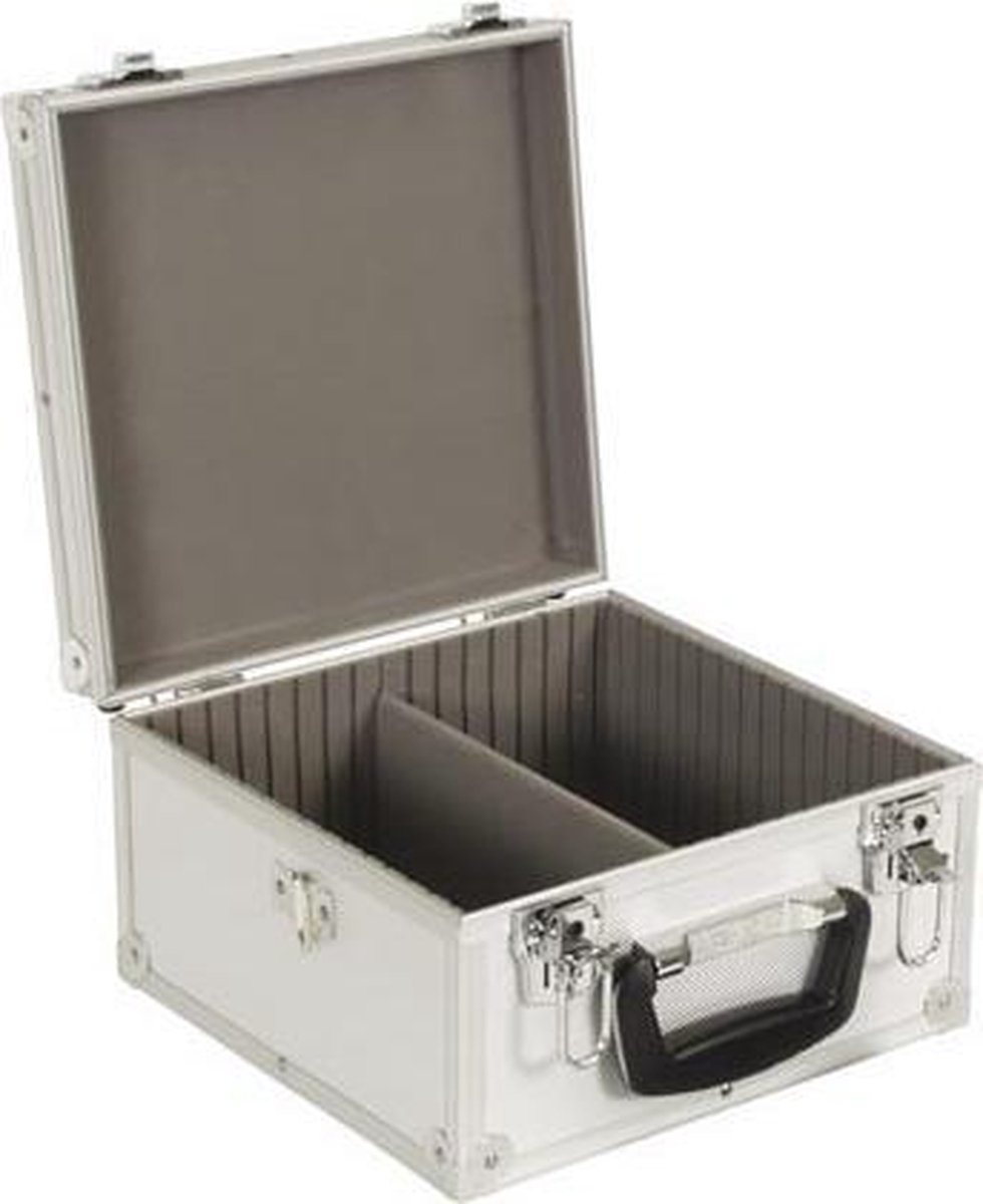 Perel Cd-koffer, 40 cd's, sleutelslot, 2 sleutels, aluminium, 280 x 268 x 160 mm - Perel