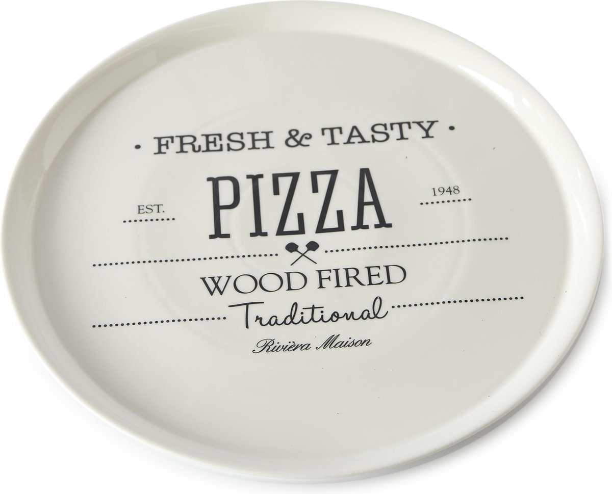 Riviera Maison - Fresh & Tasty Pizza Plate - Wit - Dinerbord - Porselein |  bol.com