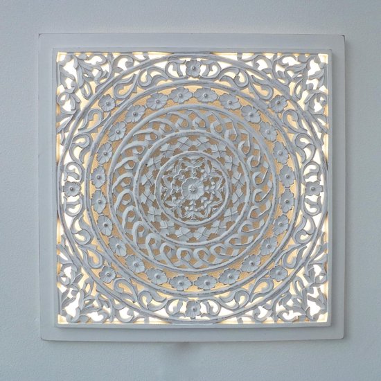 Wandpaneel whitewash 1x1m warm wit verlichting | bol.com
