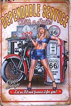 SERVICE MET VERTROUWEN GARAGE MOTOR - PIN UP - PINUP - BENZINE POMP - METALEN - WANDDECORATIE - RECLAMEBORD - MUURPLAAT - VINTAGE  - RETRO - WANDBORD - TEKST - DECORATIEBORD - NOST