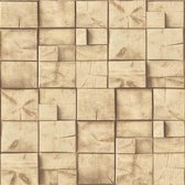 Dutch Wallcoverings schuimvinyl houtblokken - bruin