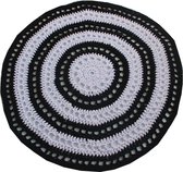 Poefenzo - Gehaakt Vloerkleed Zwart/ wit - 110 centimeter - Katoen