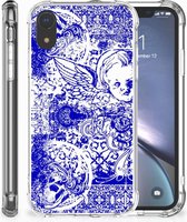 Geschikt voor iPhone Xr TPU-siliconen Hoesje Angel Skull Blue