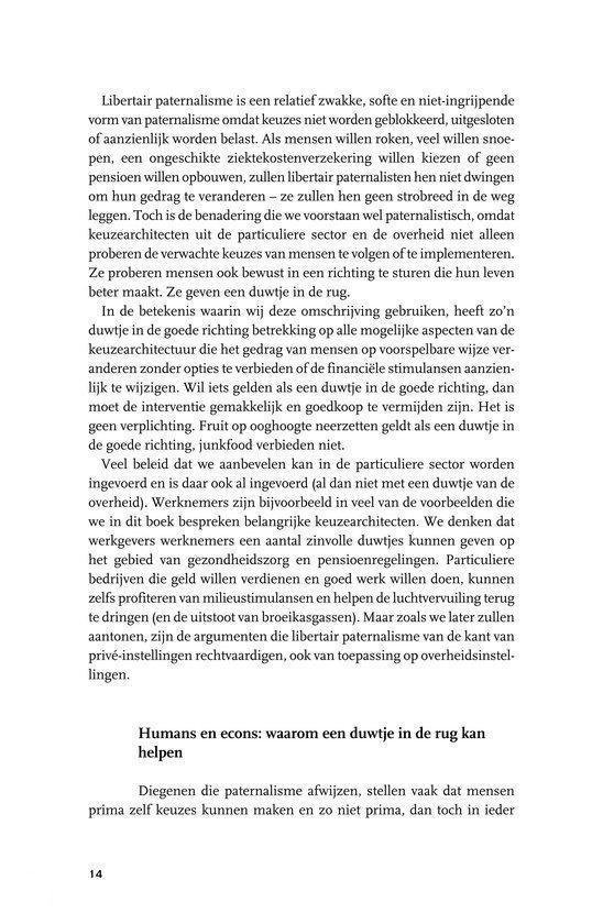 Pagina met tekst, de titel is 'Libertair paternalisme'.