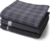 Twentse Damast Keuken Handdoeken Mix&Match - Katoen - Keukendoeken en Theedoeken Set - 3 stuks - Antraciet