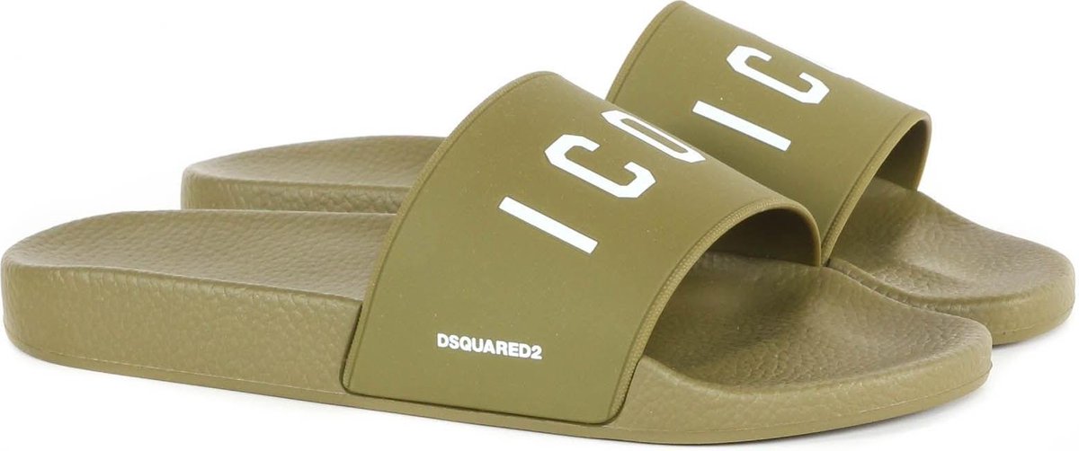 DSQUARED2 Groene 'Icon' slippers - Artishock Luxe en exclusieve mode