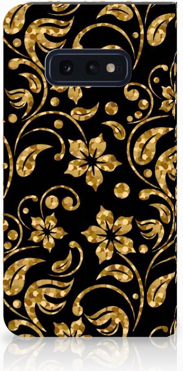 Samsung Galaxy S10e Smart Cover Gouden Bloemen