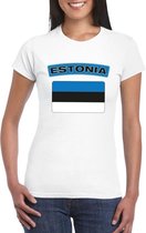 T-shirt met Estlandse vlag wit dames XS