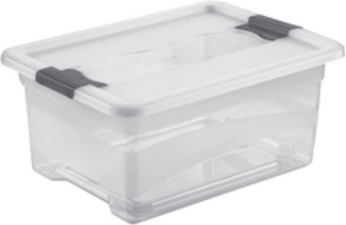 Opslagkubus met deksel, plastic, transparant, 12 l