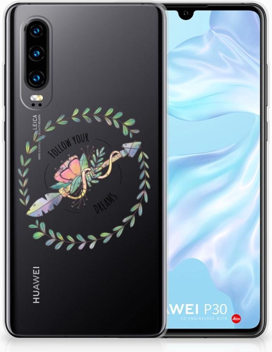 Back Cover voor Huawei P30 Telefoonhoesje met Naam Boho Dreams