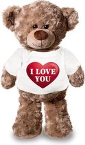 Knuffelbeer met  I love you hart t-shirt 43 cm - Valentijnsdag cadeau