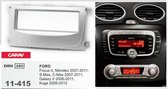 1-DIN FORD Focus II, Mondeo, S-Max, C-Max 2007-2011; Galaxy II 2006-2011; Kuga 2008-2012 (argent) bande de protection / kit d'installation Audiovolt 11-415