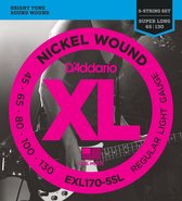 D'Addario EXL170-5SL 5-Snarig Nikkel Wound 45-130 Bassnaren