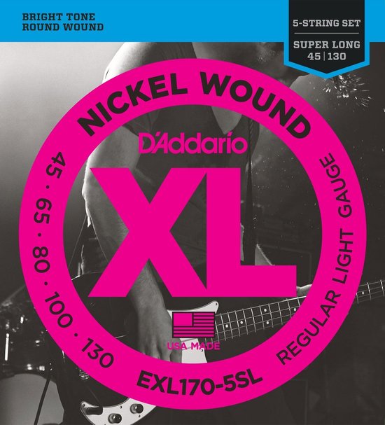 D'Addario E Bass Guitar Strings | Strings E Bass | Bass Guitar Strings | E Bass Strings | Bass Guitar Strings | ENR71-6 Bass 6 Strings XL Nickel Strings Set 0.1cm