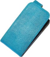 Blauw Ribbel Classic flip case cover hoesje voor HTC Desire 700