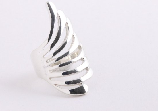 Langwerpige opengewerkte zilveren ring