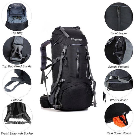 Beefree 55 Liter nylon Backpack groen Inclusief regenhoes