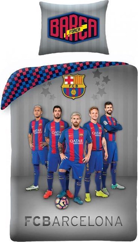 FC Barcelona Team Barca Dekbedovertrek - Eenpersoons - 140x200 cm - Grey |  bol.com