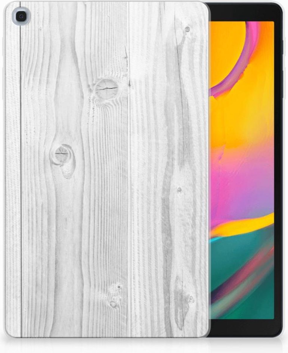 Samsung Galaxy Tab A 10.1 (2019) Silicone Tablet Hoes White Wood