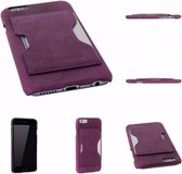 Echt Leer hoesje - Apple iPhone 6(s) Plus - Lederen Barchello Jacket Case Purple - Hardcase (Paars)