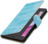 Hagedis Bookstyle Wallet Case Hoesjes Geschikt voor Sony Xperia X Performance Turquoise