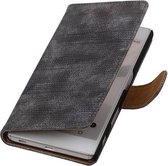 Hagedis Bookstyle Wallet Case Hoesje Geschikt voor Sony Xperia Z5 Grijs