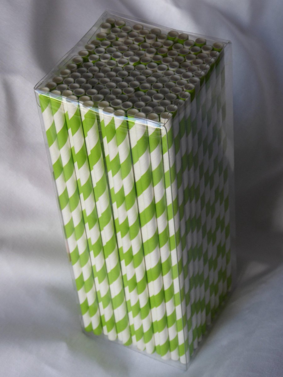 Rietjes in groen geel blauw rood gesorteerd uit papier, 8 mm / 23 cm, 150 stuks in kartonnen doos