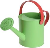 Groene stalen speelgoed gieter 15 cm voor kinderen - Zandbakspeelgoed/strandspeelgoed gieters voor kinderen
