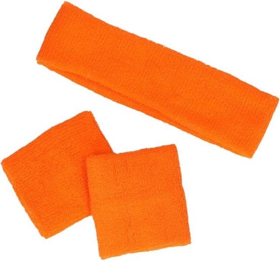 Setje oranje zweetbandjes Oranje sportdag set pols en hoofd zweetbandjes |