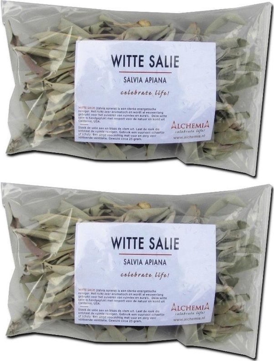 2x Losse witte salie blaadjes zakjes 25 gram- Smudgen - Reinigingsrituelen - Geesten verdrijven geuren - Jiri & Friends