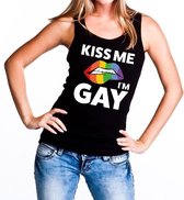 Kiss me i am gay tanktop / mouwloos shirt zwart voor dames S