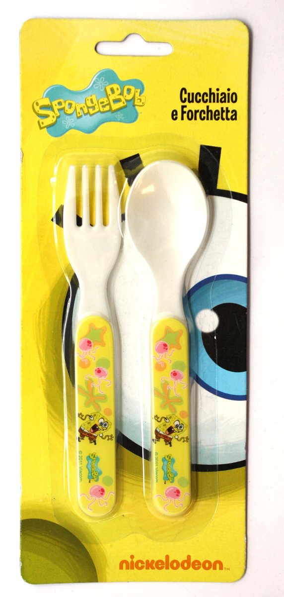 Goedkoopste Babybestek / kinderbestek Spongebob 14 cm - lepel en vork