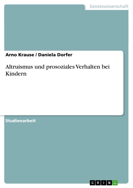 Altruismus und prosoziales Verhalten bei Kindern - cover