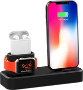3 in 1 Oplaadstation/houder - Geschikt voor Apple IPhone / Airpods / Apple Watch Charging Dock - Charging Base - Siliconen - Milieuvriendelijk - Multi-functioneel - Draadloze oortjes - iWatch - Zwart