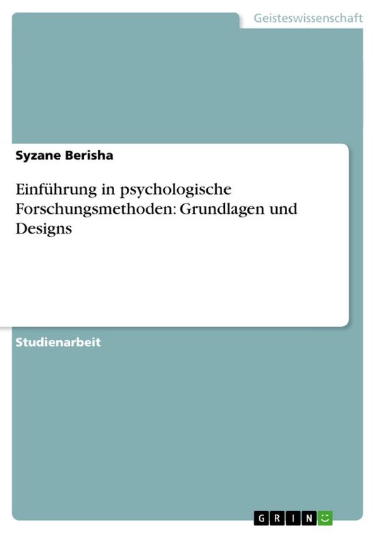 Einführung in psychologische Forschungsmethoden: Grundlagen ... - cover