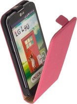LELYCASE Lederen Flip Case Cover Hoesje LG L90 Pink
