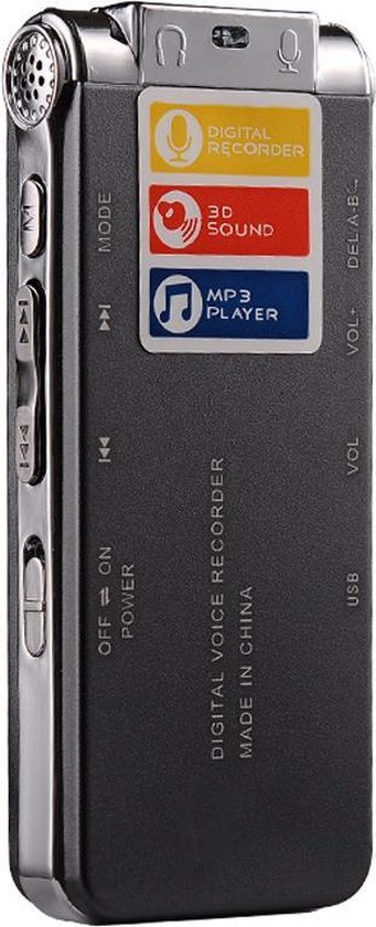 Voice recorder 8GB | Digitale spraakrecorder | Grijs klein | - Merchannice