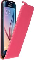 Roze Lederen Flip Case Cover Hoesje Samsung Galaxy S6