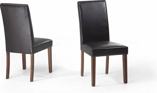 Lederen eetkamerstoel in bruin – leren stoel - Set 2 stuks - |