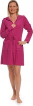 Rits badjas dames kort – met capuchon – lichtgewicht – dun – sauna - roze - maat M