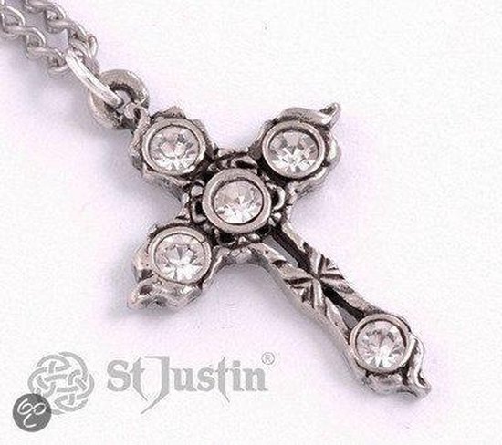 St Justin keltische crystal kruis (sm) (XN60CC )