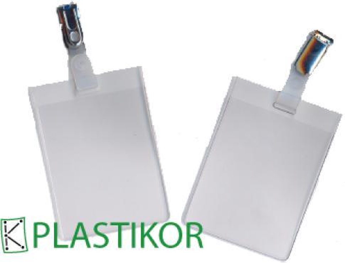Plastikor Badges met bretelclip 65x 95mm, creditcard staand model - 25 Stuks
