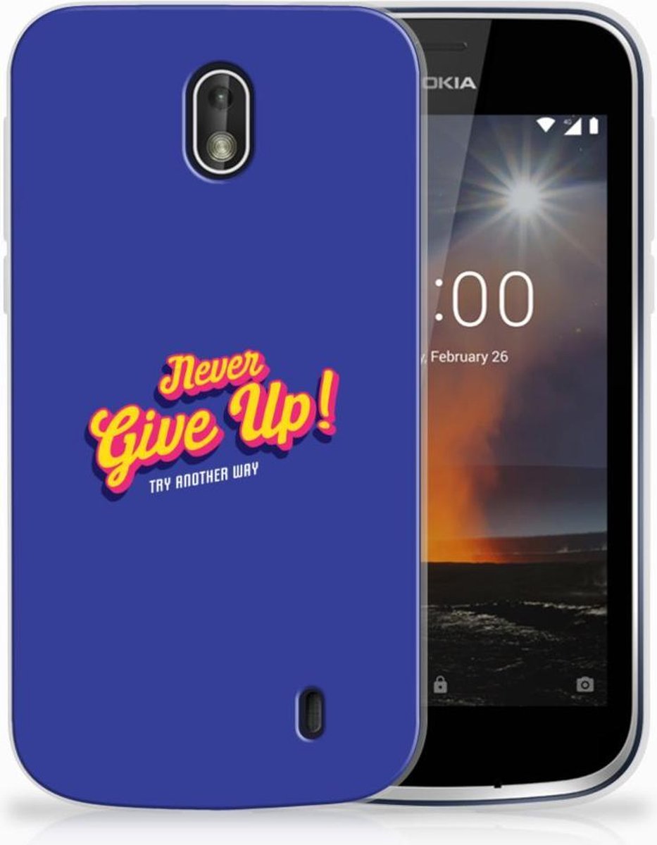 Nokia 1 Siliconen hoesje met naam Never Give Up