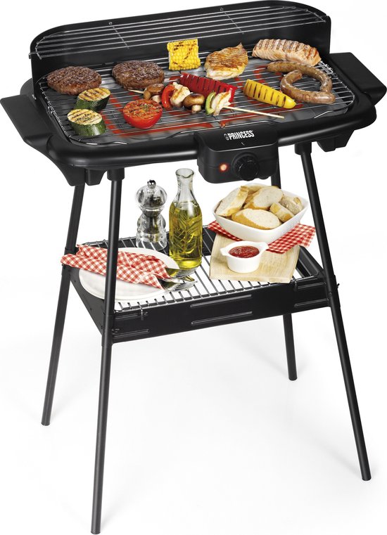 BBQ - Princess 112247 Elektrische barbecue – BBQ - Met en zonder statief te gebruiken - 47x28cm - 2000W