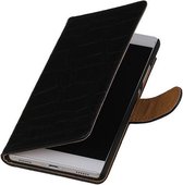 Huawei Ascend G6 4G - Krokodil Zwart Booktype Wallet Hoesje