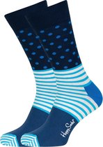 Happy Socks Stripe Dots Block Sokken - Blauw - Maat 36-40